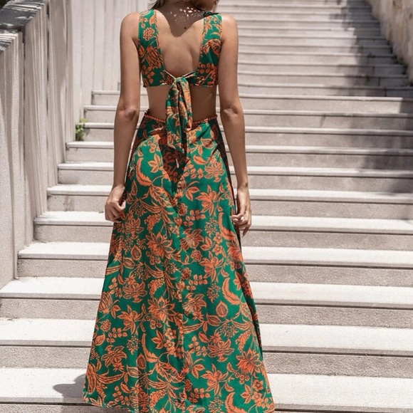 Boho floral print side cutout maxi dress - Picture 4 of 6